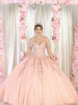 Layla K LK187 Floral Corset Quinceanera Ball Gown with Detachable Sleeves