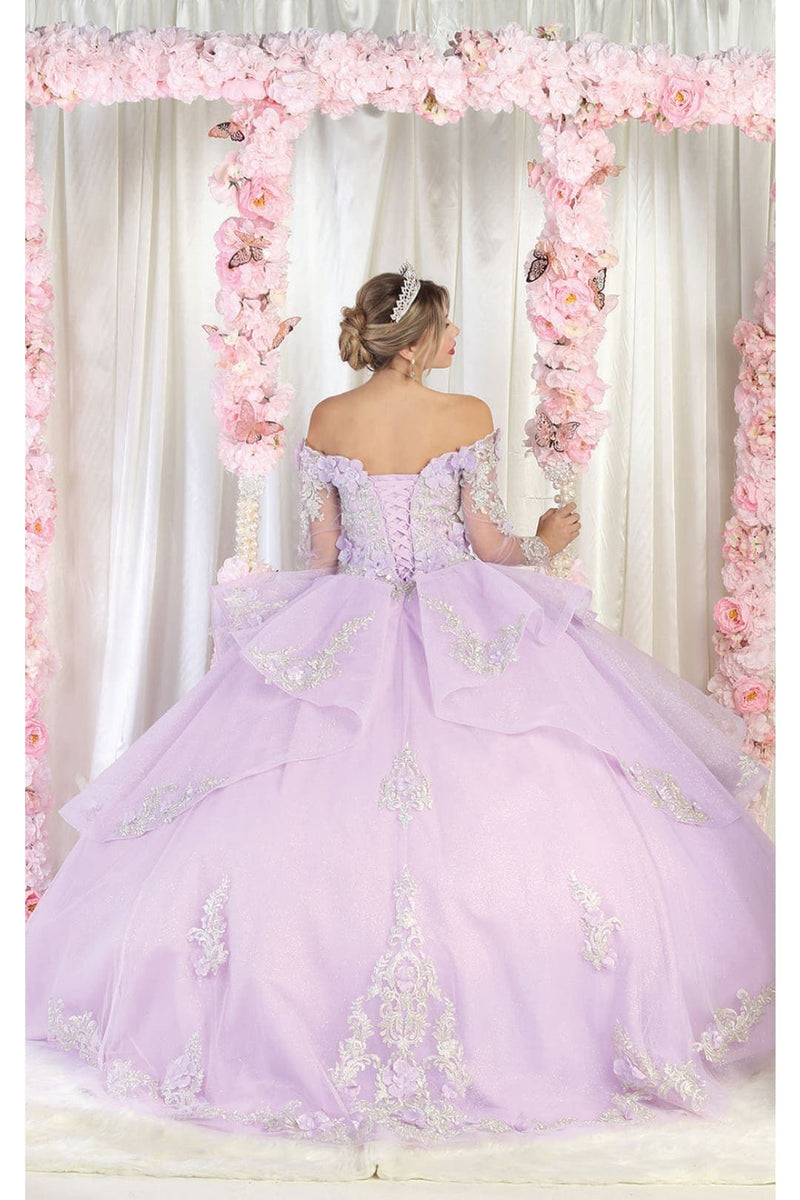 Layla K Off-Shoulder Floral Applique Ball Gown main image 0