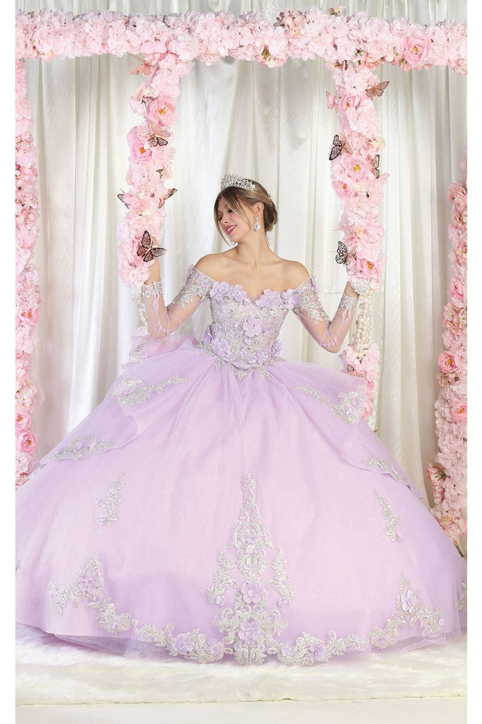 Layla K LK189 Off Shoulder Ball Quince Gown - LILAC / 4