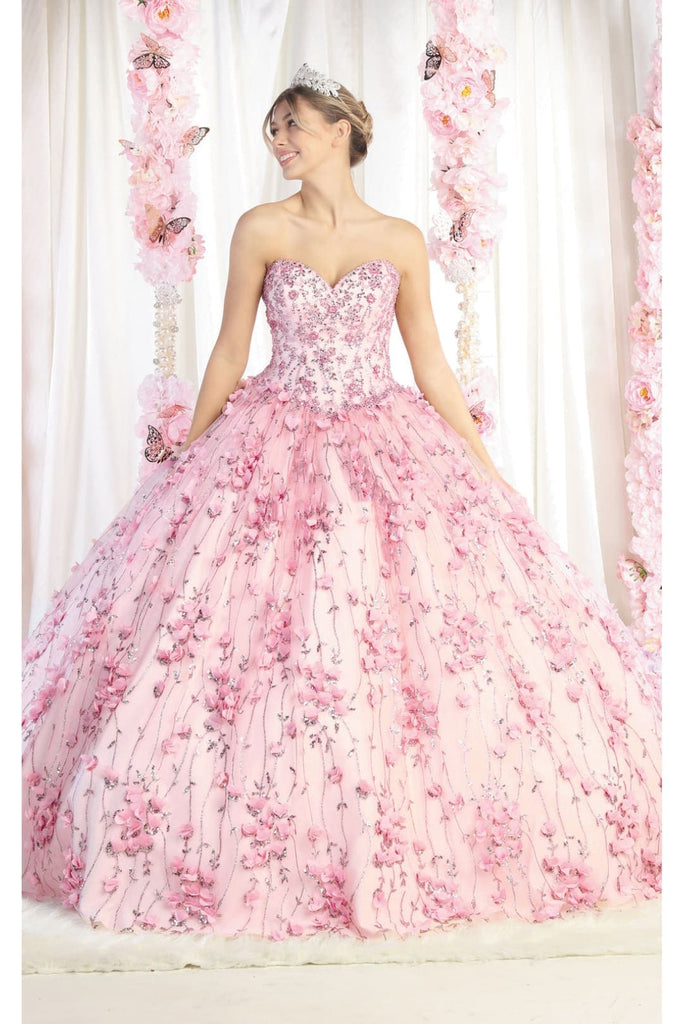 Layla K LK190 3D Floral Applique Ball Gown - BLUSH / 4