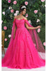 Layla K LK191 Strappy Back Cape Sleeves Beauty Pageant Ball Gown - Dress