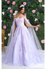Layla K LK191 Strappy Back Cape Sleeves Beauty Pageant Ball Gown - Dress