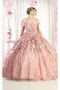 Layla K LK192 Floral Off Shoulder Ball Gown - ROSE GOLD / 4