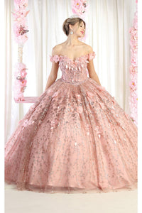 Layla K LK192 Floral Off Shoulder Ball Gown - ROSE GOLD / 4