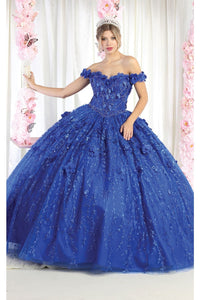 Layla K LK192 Floral Off Shoulder Ball Gown - ROYAL BLUE / 4
