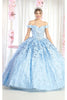 Layla K LK192 Floral Off Shoulder Ball Gown - SKY BLUE / 4