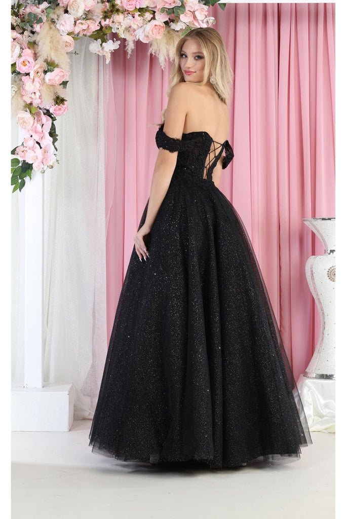 Layla K LK255 Champagne Off-Shoulder Quince Gown with Detachable Tail