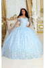 Layla K LK197 Glitter Buterfly Applique Cape Sleeves Quinceanera Gown - BABY BLUE / 4 - Dress