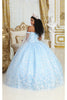 Layla K LK197 Glitter Buterfly Applique Cape Sleeves Quinceanera Gown - Dress