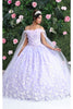Layla K LK197 Glitter Buterfly Applique Cape Sleeves Quinceanera Gown - LILAC / 4 - Dress