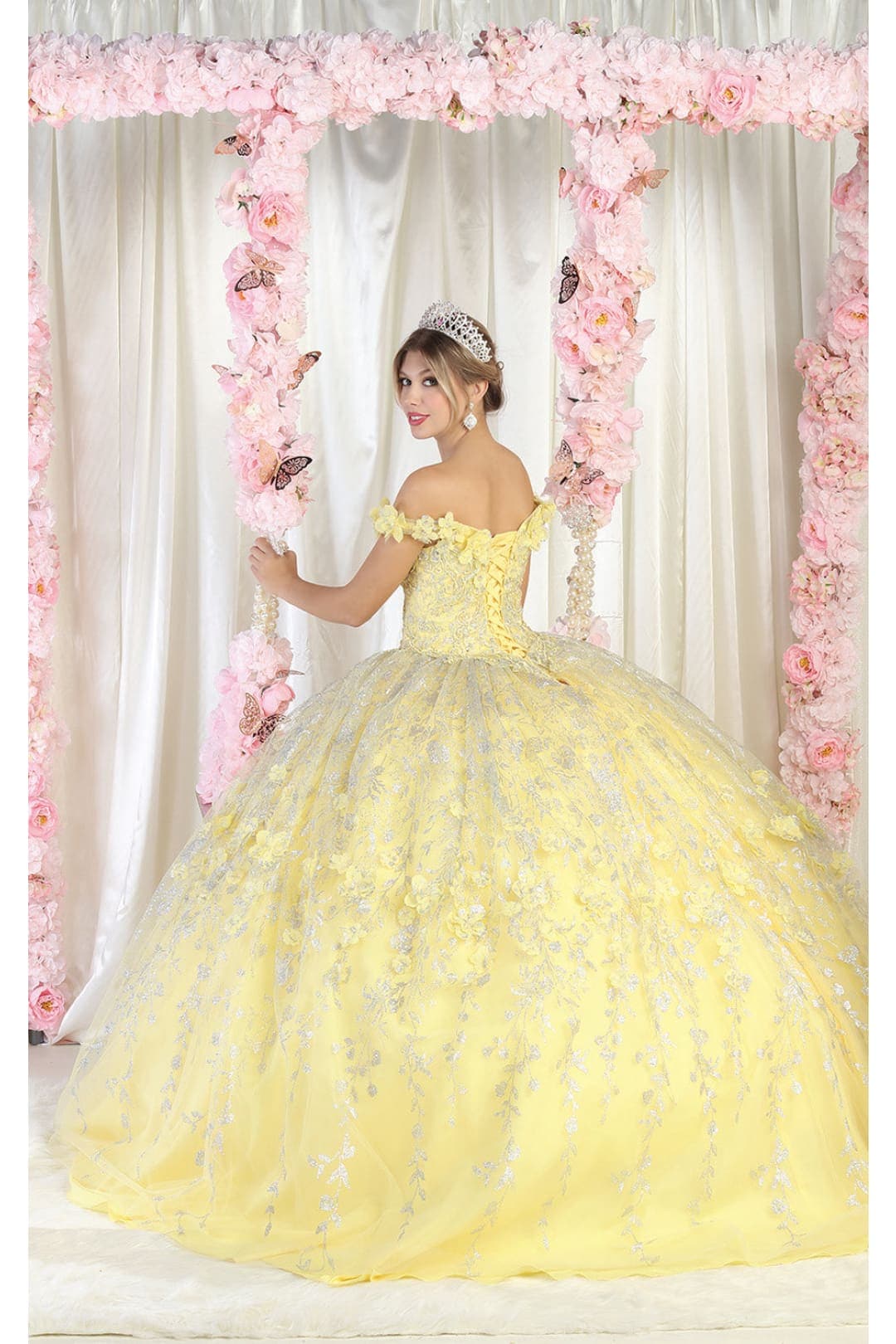 yellow off the shoulder quince dress Quinceanera Dress 1757 By Dancing Queen Yellow / XSmall