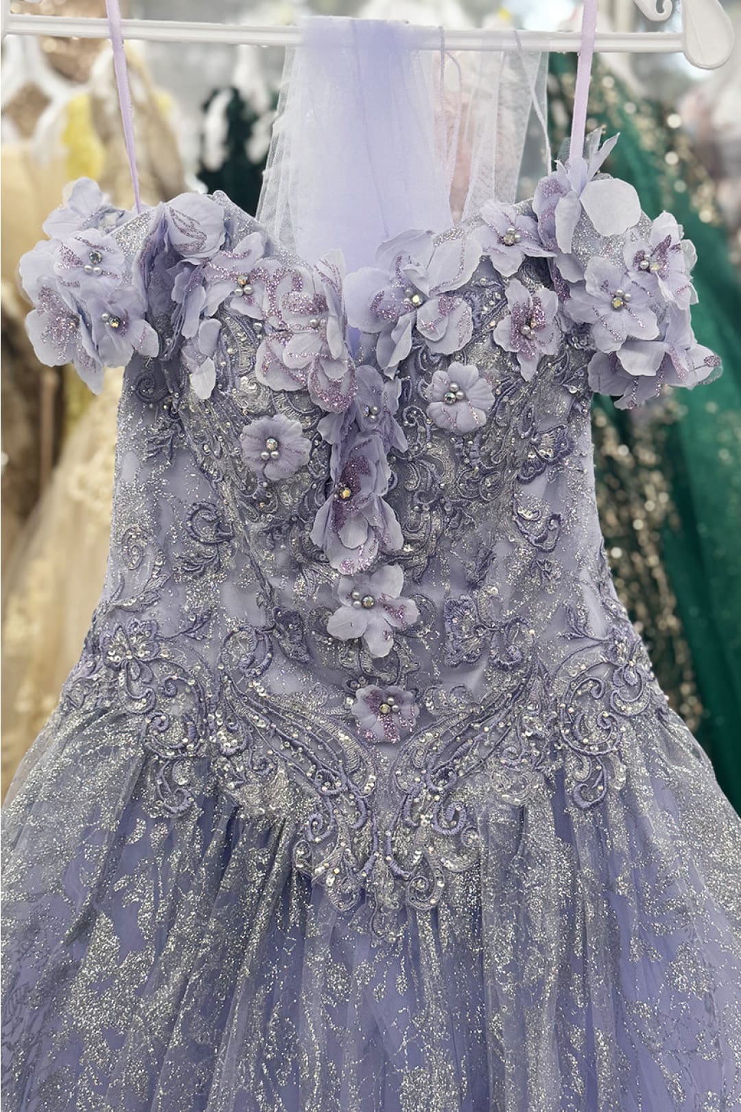 Layla K LK198 Off Shoulder Light Up Floral Quince Ball Gown - LILAC / 4 - Dress