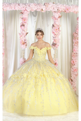 Layla K LK198 Off Shoulder Light Up Floral Quince Ball Gown