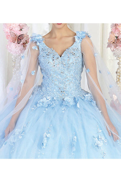 Layla K LK199 Mesh Cape Sleeves Quincecanera Gown