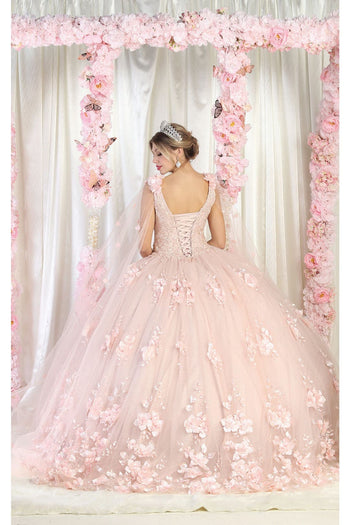 Layla K LK199 Mesh Cape Sleeves Quincecanera Gown