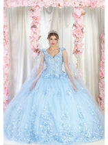 Layla K LK199 Mesh Cape Sleeves Quincecanera Gown