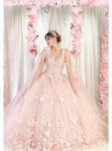 Layla K LK199 Mesh Cape Sleeves Quincecanera Gown