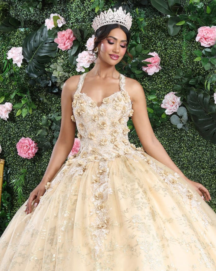 Plus Size Ball Gown in Champagne/Gold | Formal Quinceanera Dress by LK201