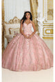 Layla K LK201 Halter 3D Floral Applique Glitter Ball Quinceanera Gown - ROSE GOLD / 4 - Dress
