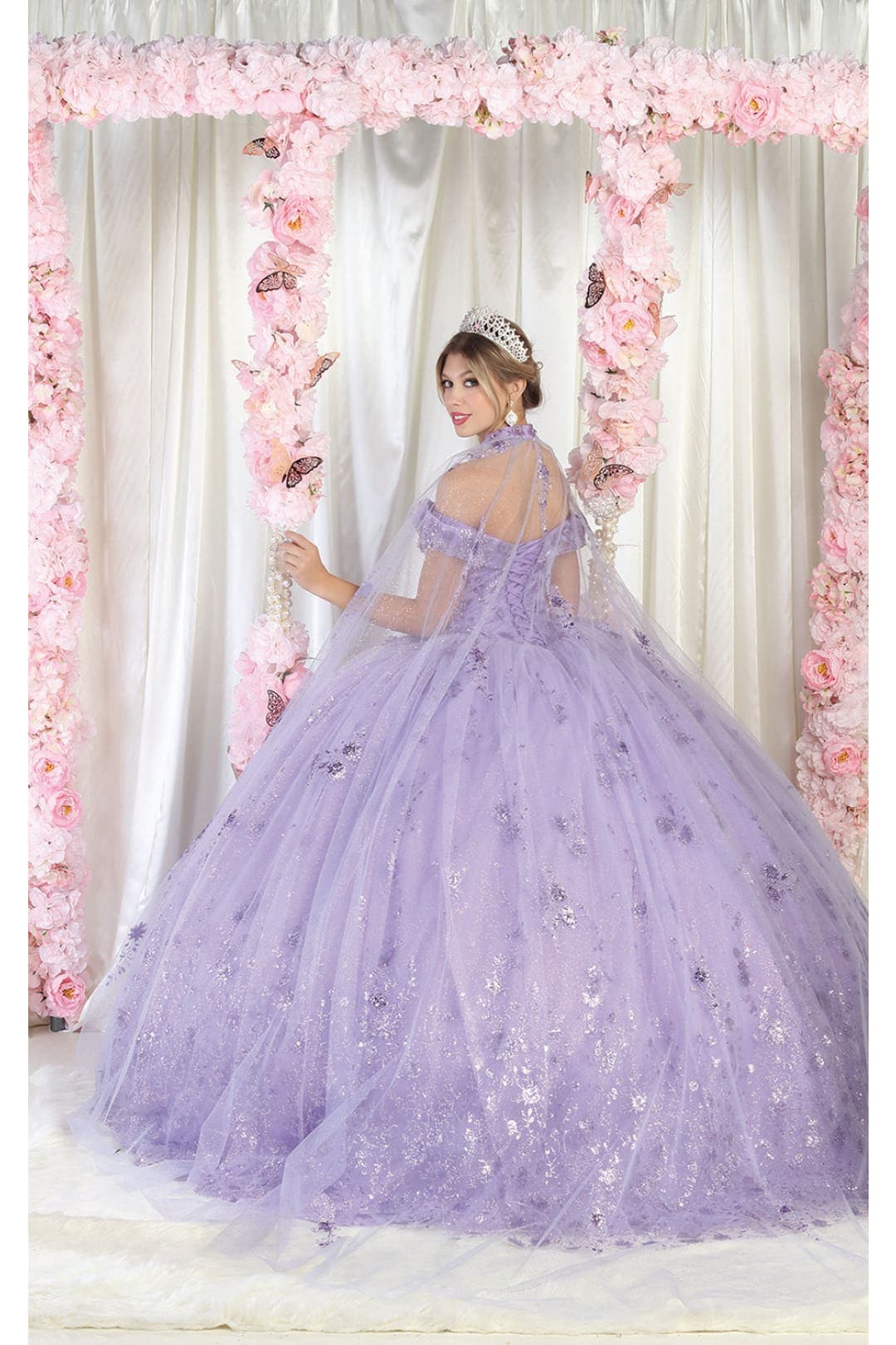 Layla K Cape 3D Floral Quinceanera Gown LK202 | Formal Dress Shops