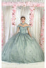 Layla K LK202 Cape 3D Floral Quinceanera Gown - SAGE / 4