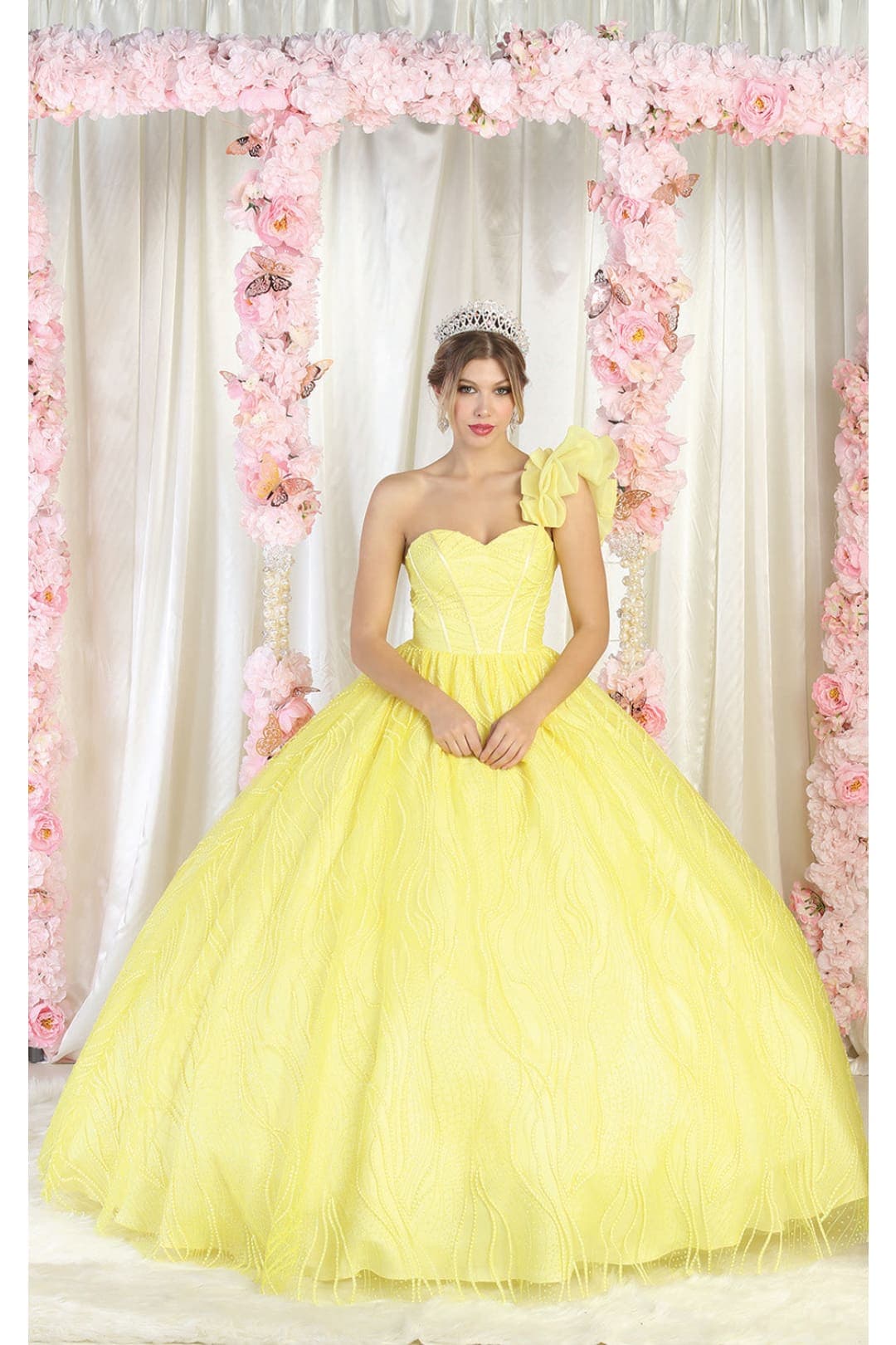 Layla K LK203 One Shoulder Quince Ball Gown - YELLOW / 4