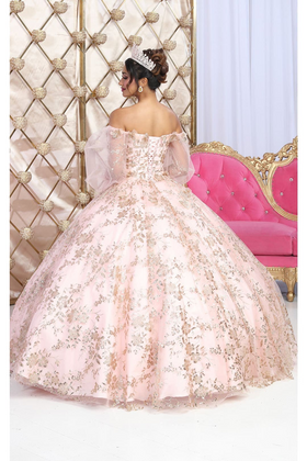 Sweet 16 Birthday Party Dress in Blush/Gold Style LK206 Ball Gown