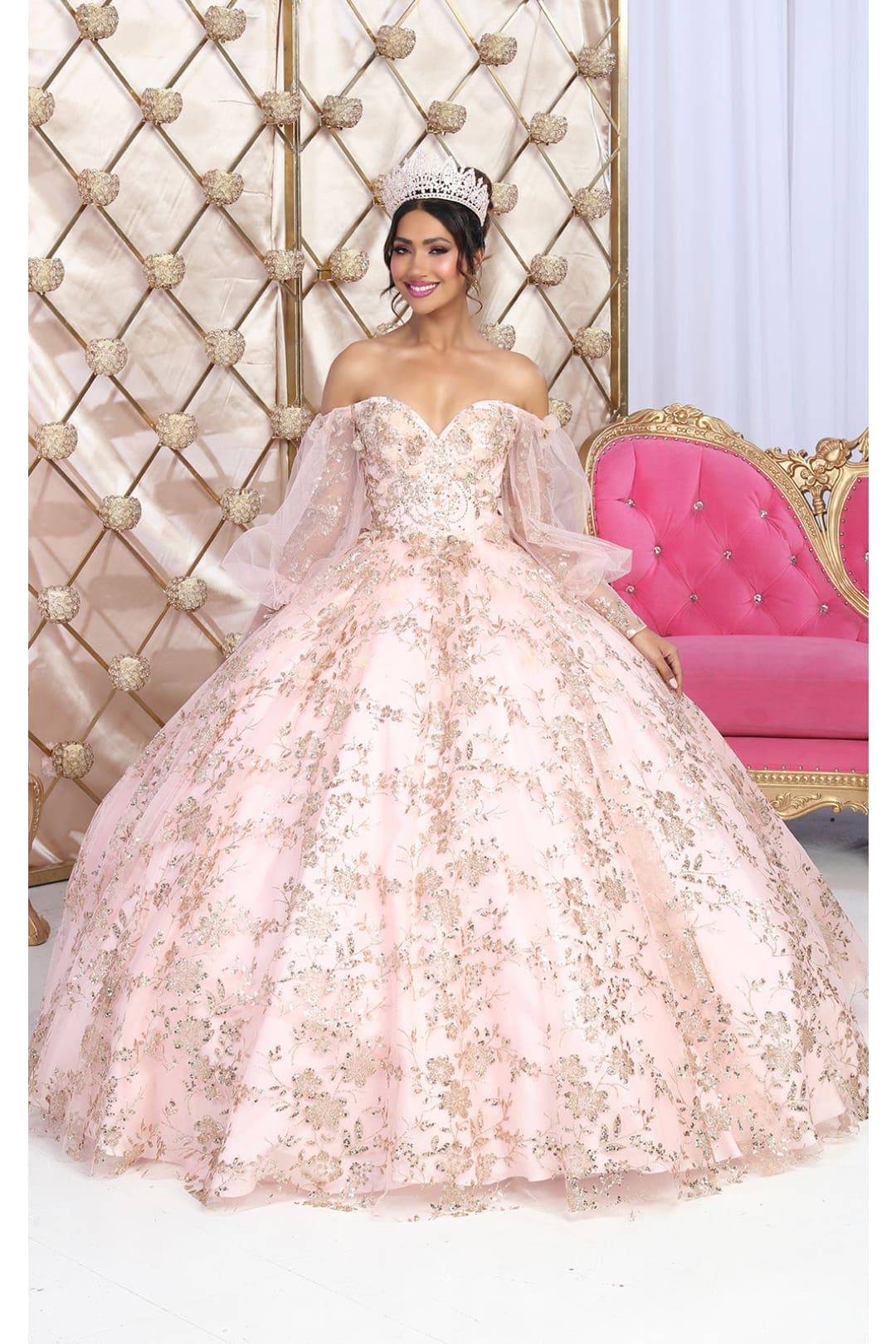 quince long sleeve dress Long Sleeve Quinceanera Dress by House of Wu 26904 8 / Periwinkle