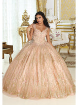 Layla K LK207 Detachable Cape Corset Rose Gold Quinceanera Dress