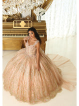 Layla K LK207 Detachable Cape Corset Rose Gold Quinceanera Dress