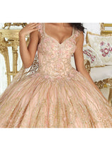 Layla K LK207 Detachable Cape Corset Rose Gold Quinceanera Dress