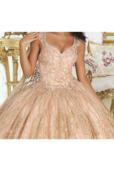 Layla K LK207 Detachable Cape Corset Rose Gold Quinceanera Dress - Dress