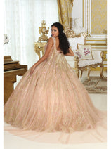 Layla K LK207 Detachable Cape Corset Rose Gold Quinceanera Dress