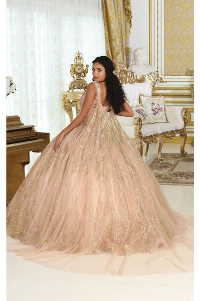 Layla K LK207 Detachable Cape Corset Rose Gold Quinceanera Dress - Dress