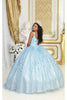 Layla K LK208 Sleeveless 3D Floral Glitter Corset Back Quince Ball Gown