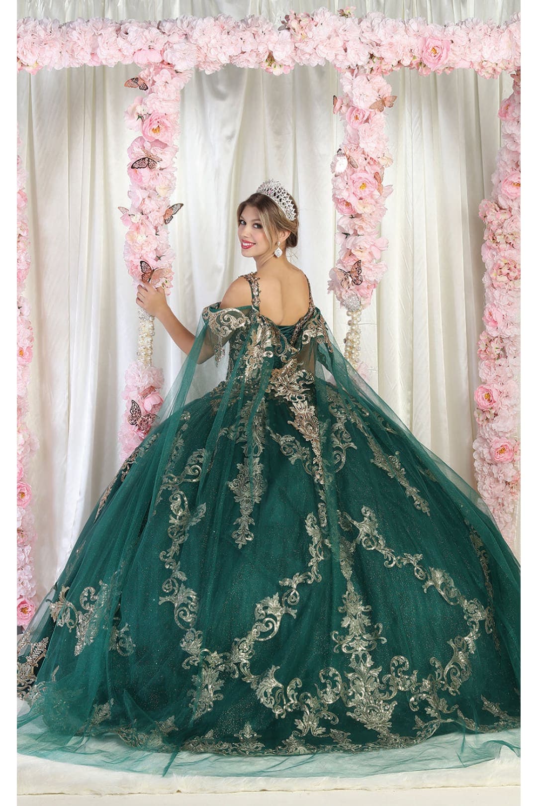 Layla K LK210 Cape Sleeve Quince Gown
