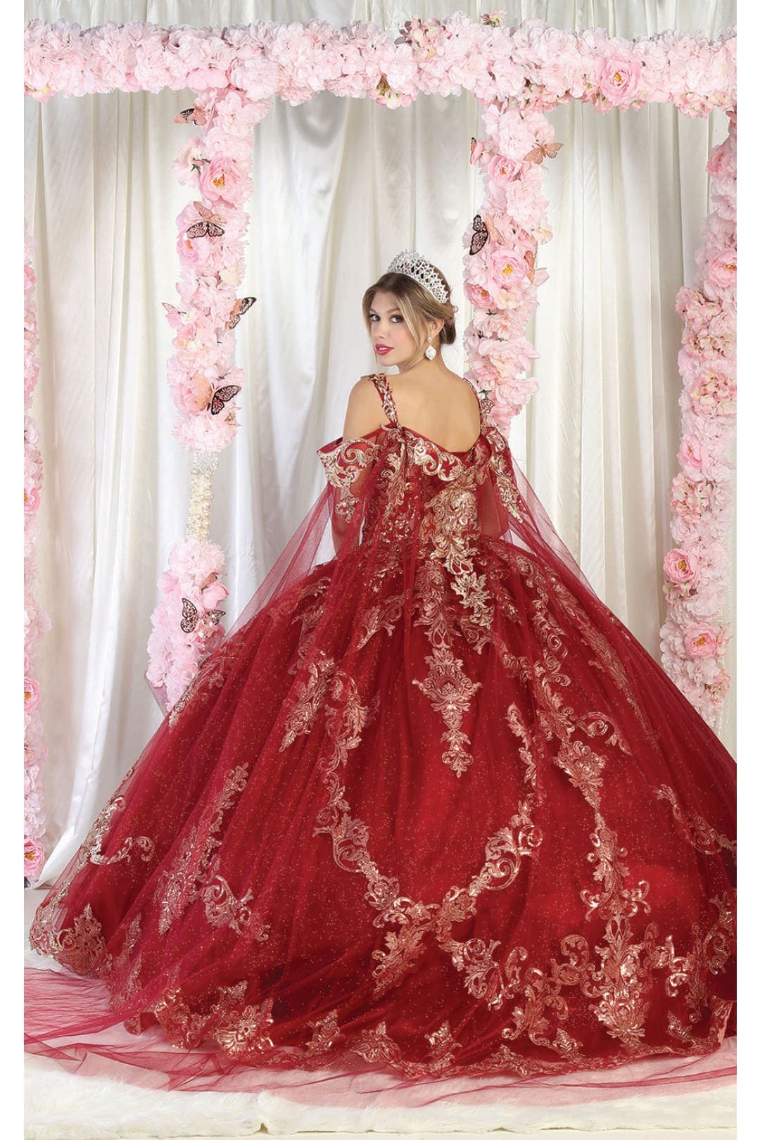 Layla K LK210 Cape Sleeve Quince Gown