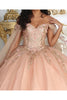 Layla K LK211 Corset Back Cape Sleeves Glitter 3D Floral Ball Gown - Dress
