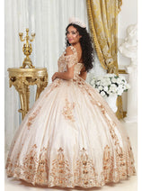 Rose Gold Quinceanera Dress Ball Gown Beaded and Plus Size by LK213