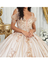 Rose Gold Quinceanera Dress Ball Gown Beaded and Plus Size by LK213