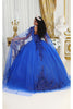 La Merchandise LA214 Cape Sleeves Glitter Corset Quinceanera Gown - Dress