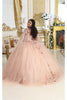 La Merchandise LA214 Cape Sleeves Glitter Corset Quinceanera Gown - Dress