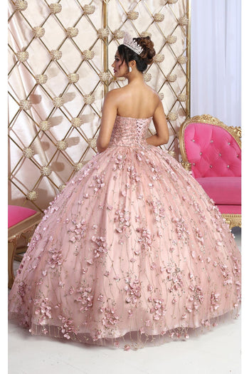 Layla K LK217 Sweetheart 3D Floral Corset Quinceanera Ball Gown - Dress
