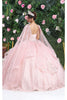 Layla K LK218 Detachable Cape Sleeves Glitter Corset Quinceanera Ball Gown - Dress