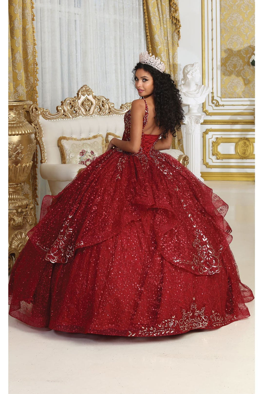 burgundy and gold 15 dress Burgundy And Gold Quinceanera Dress