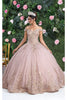 Layla K LK220 Off Shoulder Sparkling Lace Up Quinceanera Ball Gown - ROSE GOLD / 4 - Dress