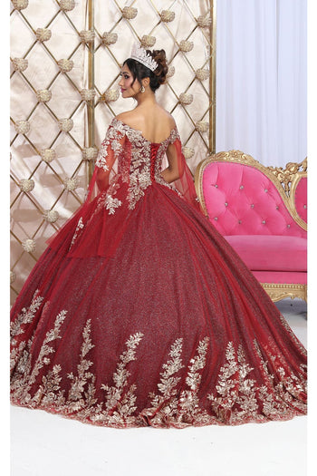 Layla K LK221 Cape Sleeves Corset Embroidered Qunveanera Ball gown - Dress