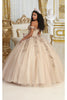 Layla K LK222 Off Shoulder 3D Floral Champagne Sweet 16 Ball Gown - Dress