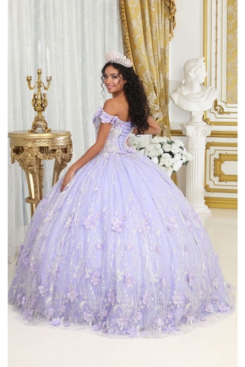 Layla K LK225 Off-Shoulder Beaded Floral Ball Gown - Dress