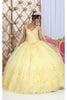 Layla K LK226Y Detachable Mesh Cape Corset Yellow Quince Ball Gown - YELLOW / 4 - Dress